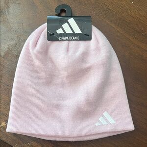 Adidas Women’s Light Pink and Tan Beanie 2 pack